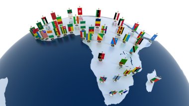 Afrika kıtası ile ülke bayrakları