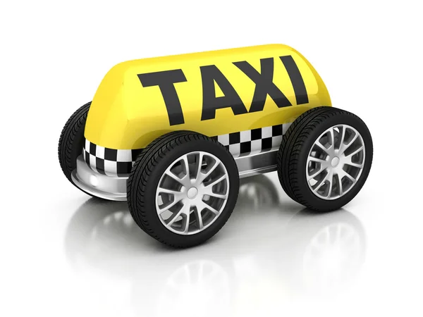 Знак такси на колесах 3d иллюстрация — стоковое фото