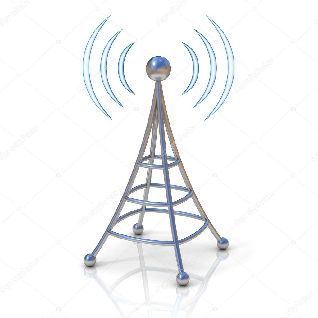 wireless tower with radio waves