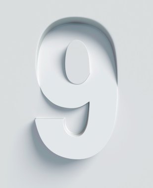 9 numara eğimli 3d yazı tipi kazınmış ve yüzeyden kalıptan çekilmiş