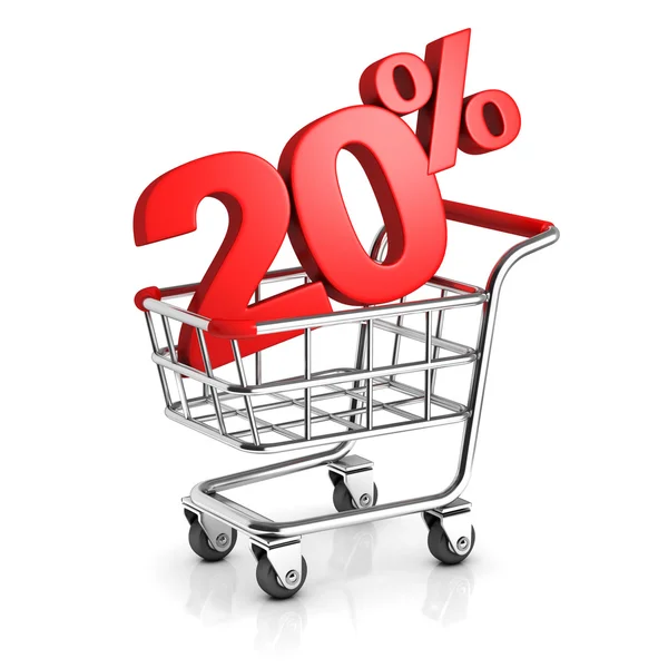 20 percent discount in shopping cart — Stock Photo, Image