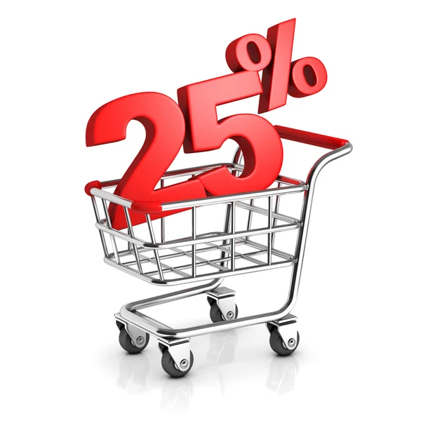 25 percent discount in shopping cart — Stock Photo, Image