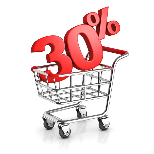 30 procent korting in winkelwagen — Stockfoto