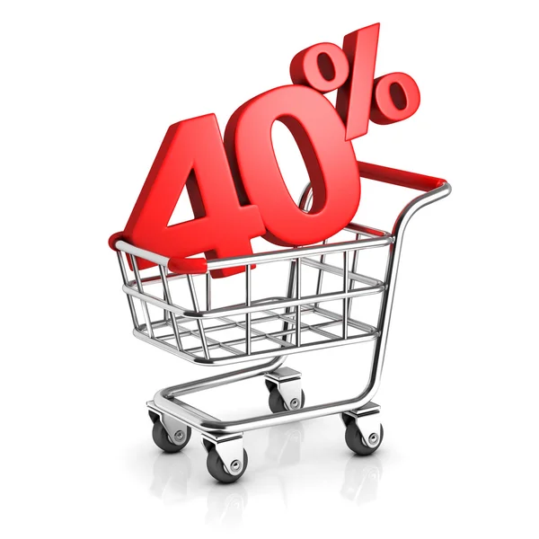40 procent korting in winkelwagen — Stockfoto