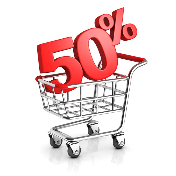 50 percent discount in shopping cart — Stock Photo, Image