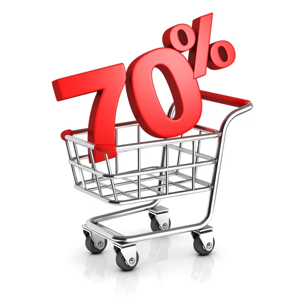 70 percent discount in shopping cart — Stock Photo, Image