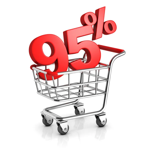 95 procent korting in winkelwagen — Stockfoto