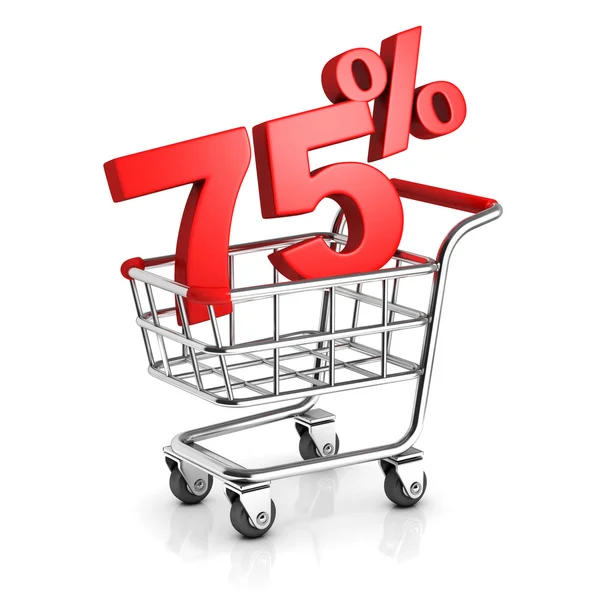75 percent discount in shopping cart — Stock Photo, Image