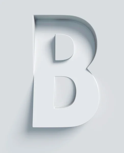 Letter B slanted 3d font engraved and extruded from the surface — Stock Photo, Image