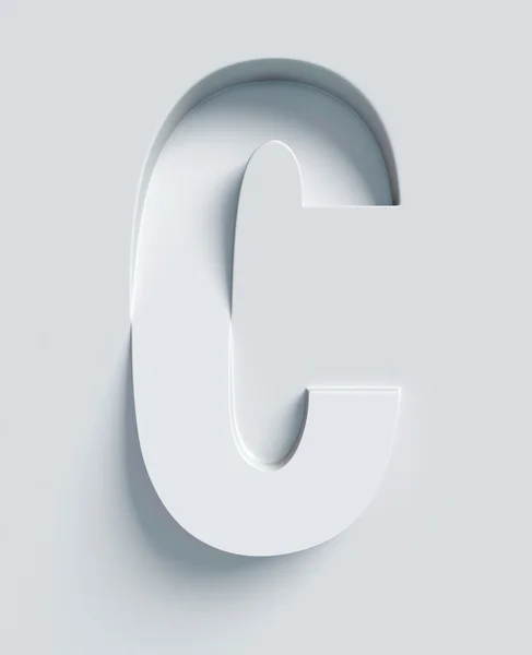 Letter C slanted 3d font engraved and extruded from the surface — Stock Photo, Image