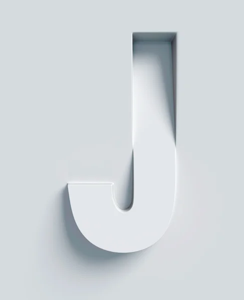 Letter J slanted 3d font engraved and extruded from the surface — Stock Photo, Image