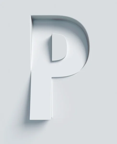 字母 P 倾斜 3d 字体刻和挤压从表面 — 图库照片
