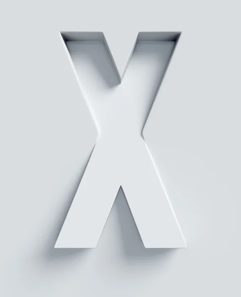 Letter X slanted 3d font engraved and extruded from the surface — Stock Photo, Image