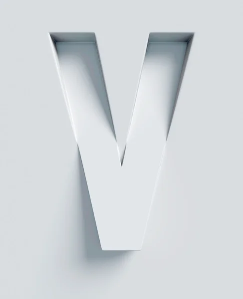 Letter V slanted 3d font engraved and extruded from the surface — Stock Photo, Image