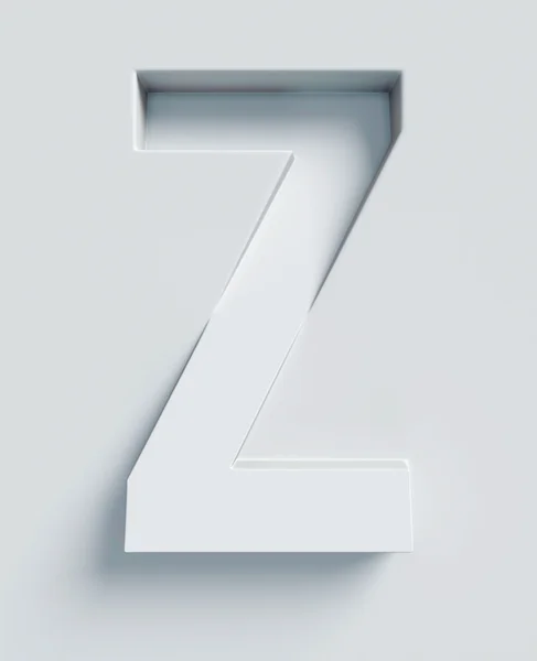 Letter Z schuine 3d lettertype gegraveerd en geëxtrudeerde van het oppervlak — Stockfoto