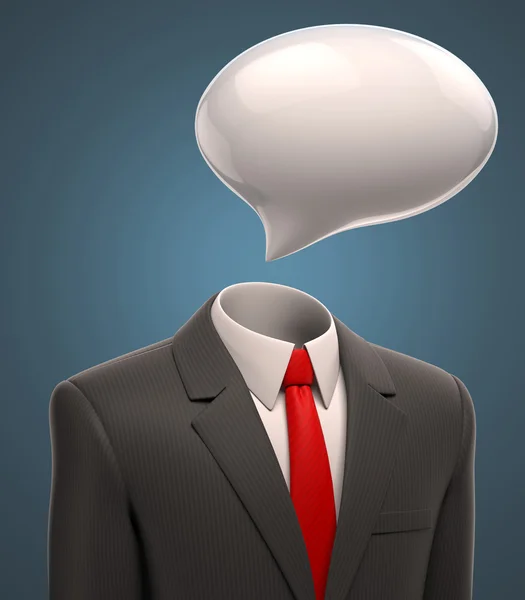 Hombre de negocios con una burbuja de discurso para una cabeza —  Fotos de Stock