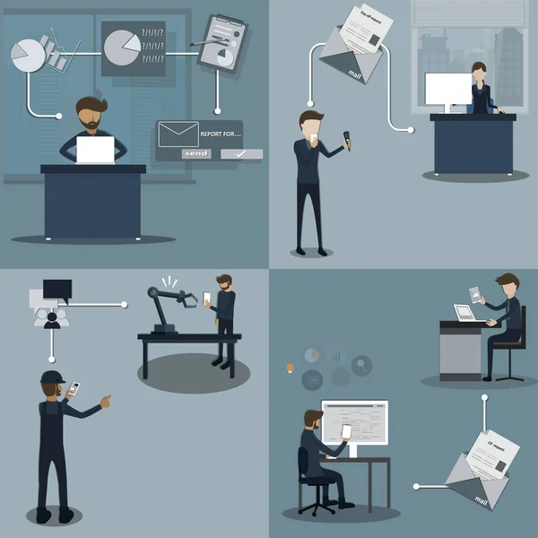 Flat Design Connectivity Technology Many Activity Office Can Using Digital — Stockvector