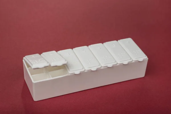 Napi Pill Box Szervező Tabletták Kapszulák Műanyag Tartálya — Stock Fotó