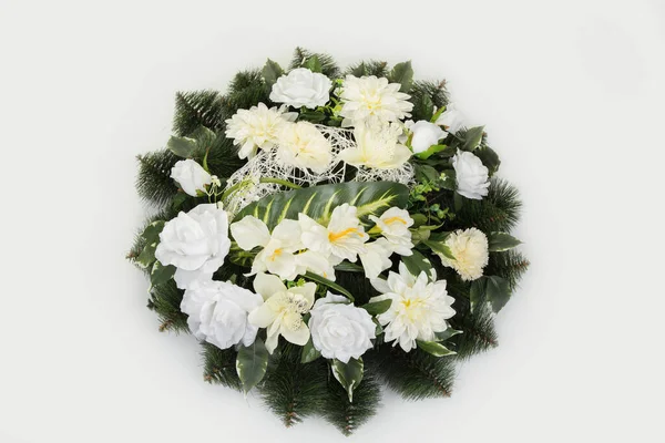 Ghirlanda Lutto Funerale Bianco — Foto Stock