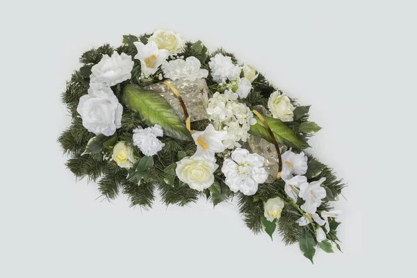 Ghirlanda Lutto Funerale Bianco — Foto Stock