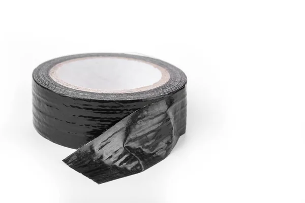 白の修理のための黒ダクトテープのロール — ストック写真