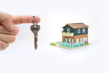 Anahtarlı ev, ev satın alma, mülkiyet veya güvenlik ve ipotek kavramı