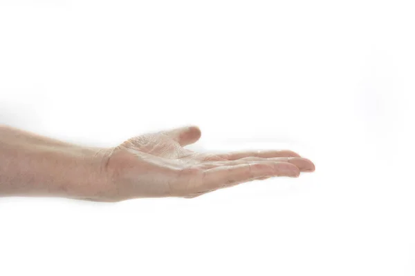 Gerade Offene Weibliche Hand Auf Weißem Hintergrund — Stockfoto