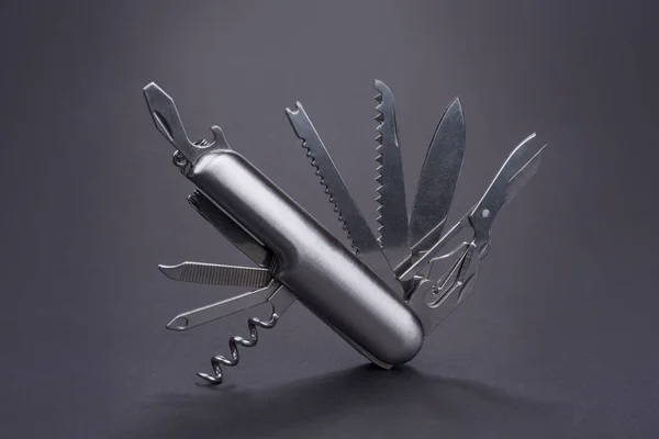 Swiss many task army knife. Multi tool pocket knife.