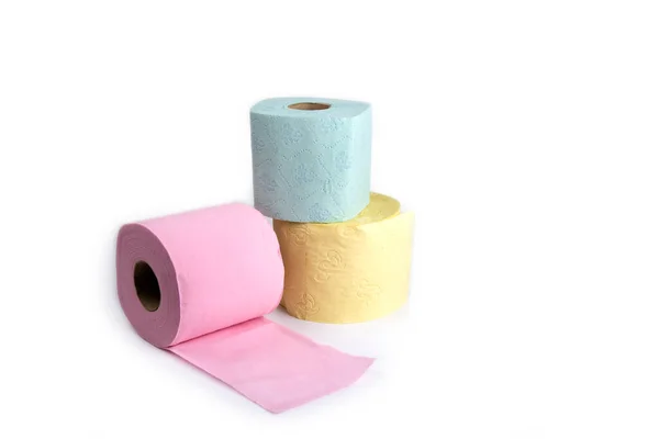 Kolorowy Papier Toaletowy Białym Tle — Zdjęcie stockowe