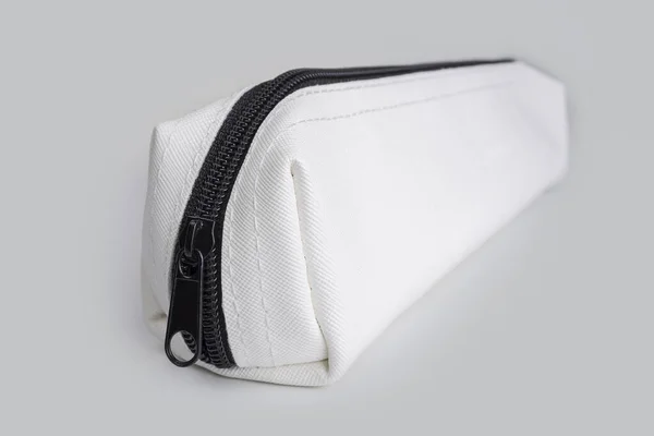 White Stationery Pouch Zipper White — Stock Photo, Image
