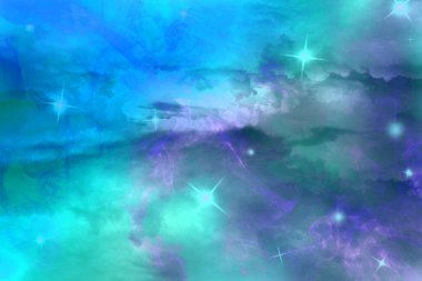 Galaksi uzayda. Bulutsu gecesi gökkuşağı renginde yıldızlı gökyüzü