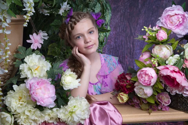 Girl with flowers Royalty Free Stock Photos