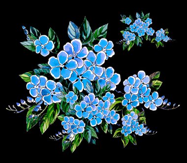 Klasik bir tarzda beyaz zemin üzerine suluboya çiçek