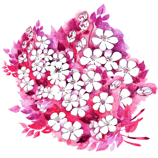Акварельні квіти в класичному стилі на білому тлі — стокове фото