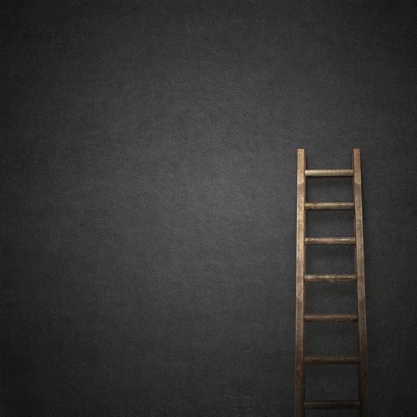 Black stucco wall and the ladder — Stock Photo, Image