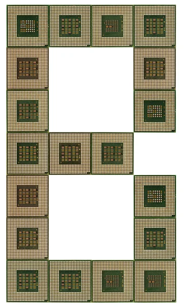 Buchstabe b aus alten und schmutzigen Mikroprozessoren — Stockfoto