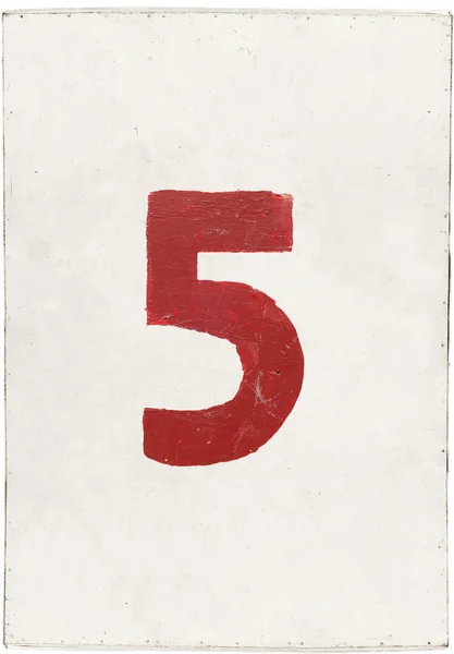 Number five on white plywood board — Stock Photo, Image