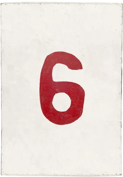 Nummer sechs auf weißer Sperrholzplatte — Stockfoto