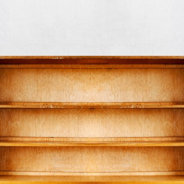 boş eski retro ahşap kitap raf