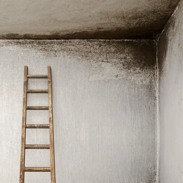 Ahşap merdiven ile sıva duvar