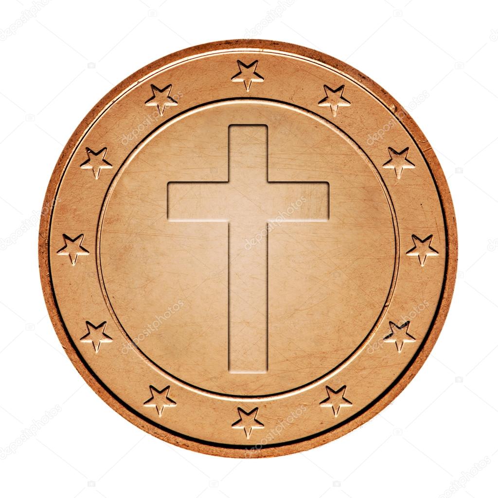 Bronze coin with cross