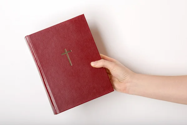 Ruka držící knihu bible — Stock fotografie