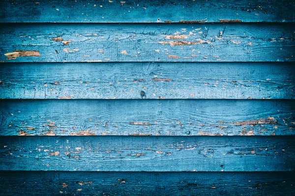 Antigua pared de madera pintada azul — Foto de Stock