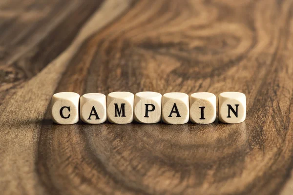 Word CAMPAIGN on wooden cubes — Stock Photo, Image