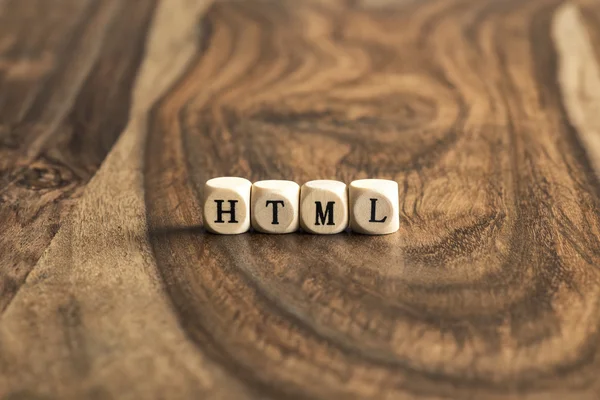 Word HTML on wooden cubes — Stock Photo, Image