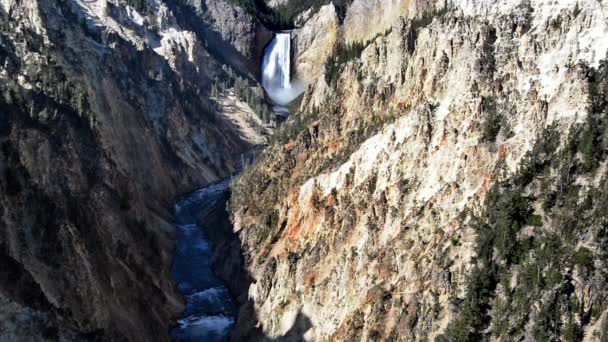 Lagere Falls van de Yellowstone lange-afstand — Stockvideo
