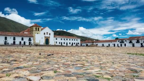 Villa de Leyva Plaza weergave — Stockvideo