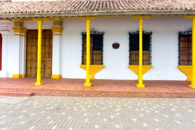 Yellow and White Colonial Architecture clipart
