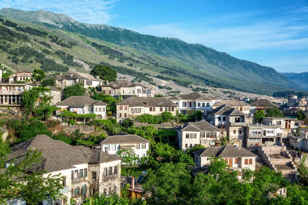 Piękne Zabytkowe Stare Osmańskie Domy Gjirokaster Albania — Zdjęcie stockowe
