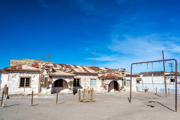 Schoolyard in Abandoned Town — Stock Photo, Image